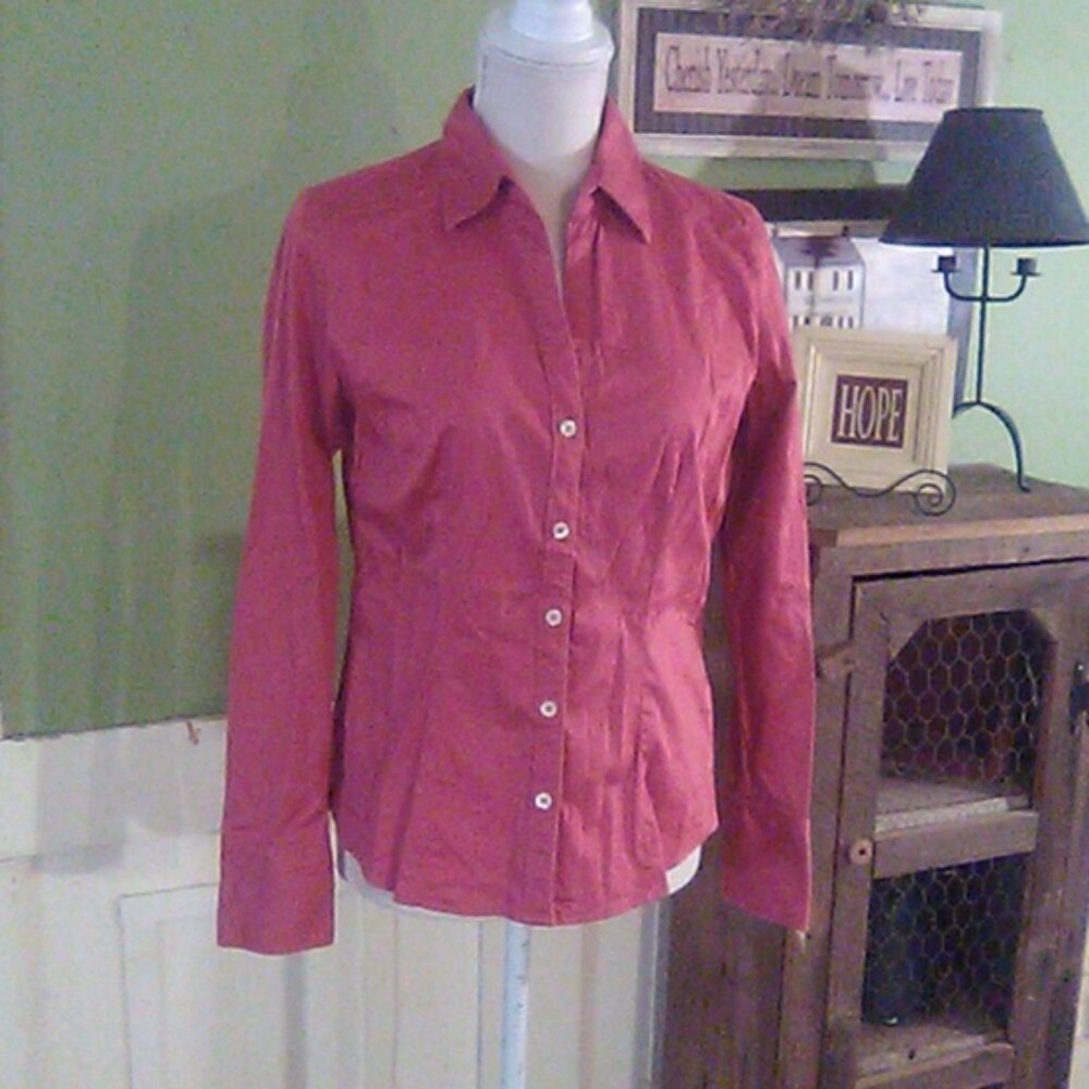 Banana Republic mauve long sleeve button up blouse size medium